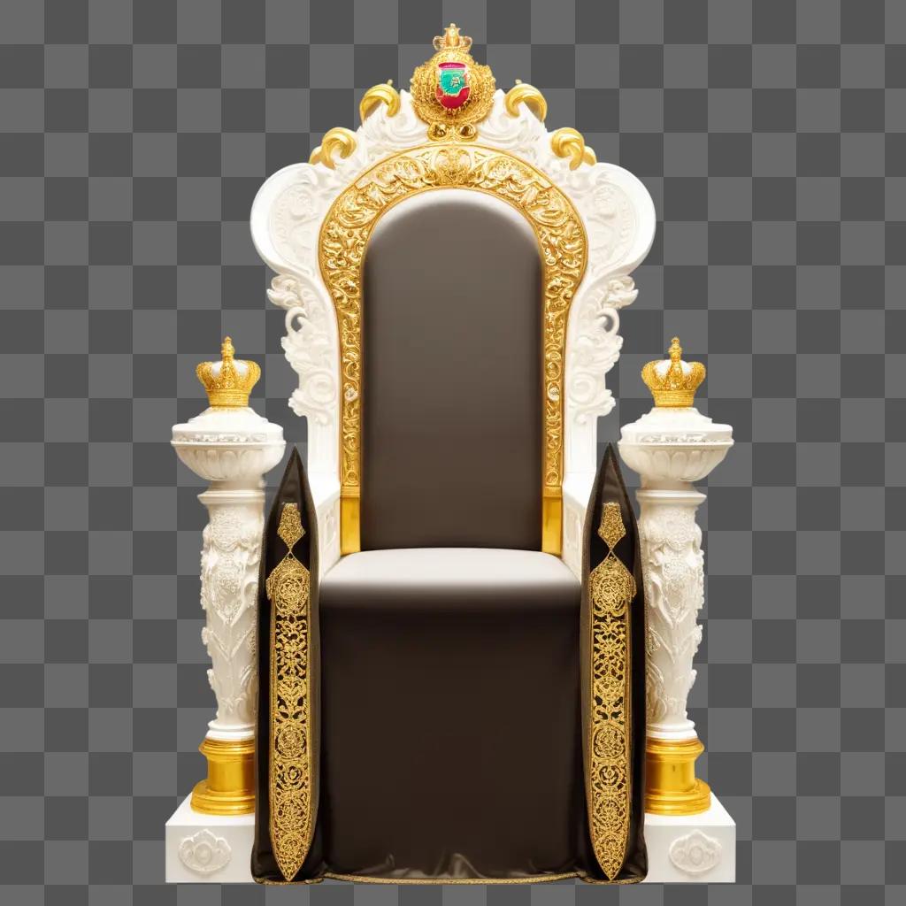 golden throne chair with gold accents and a crown