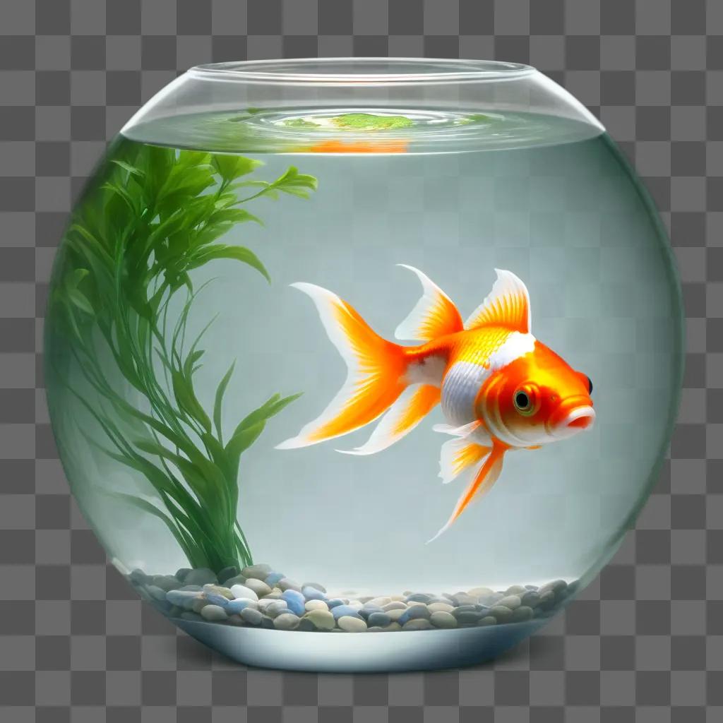 goldfish swims in a bowl of water