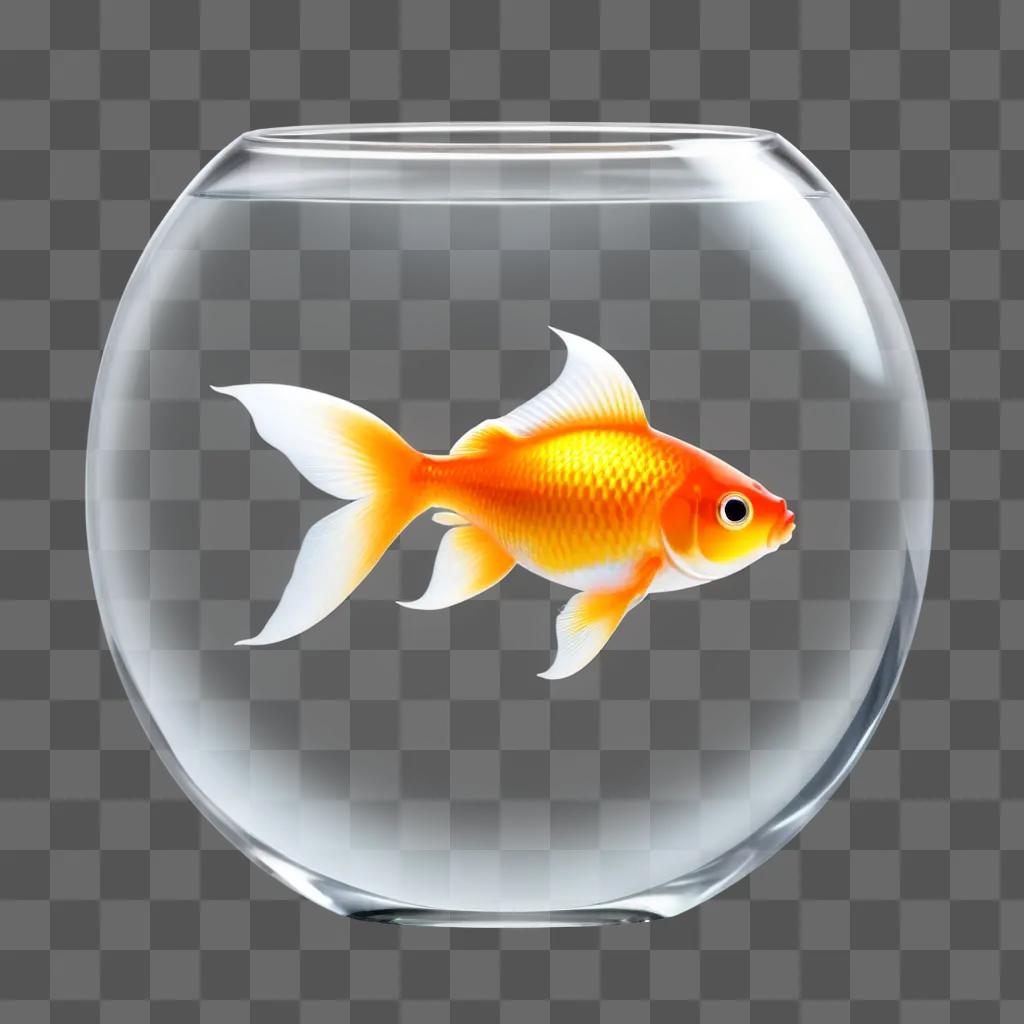 goldfish swims in a transparent fishbowl