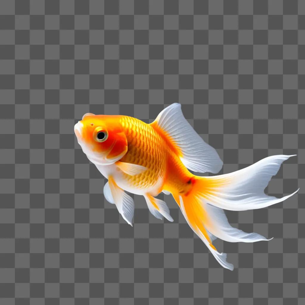 goldfish swims on a beige background