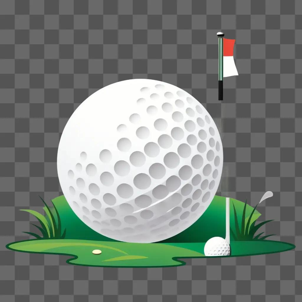 golf ball and a flag on a green field