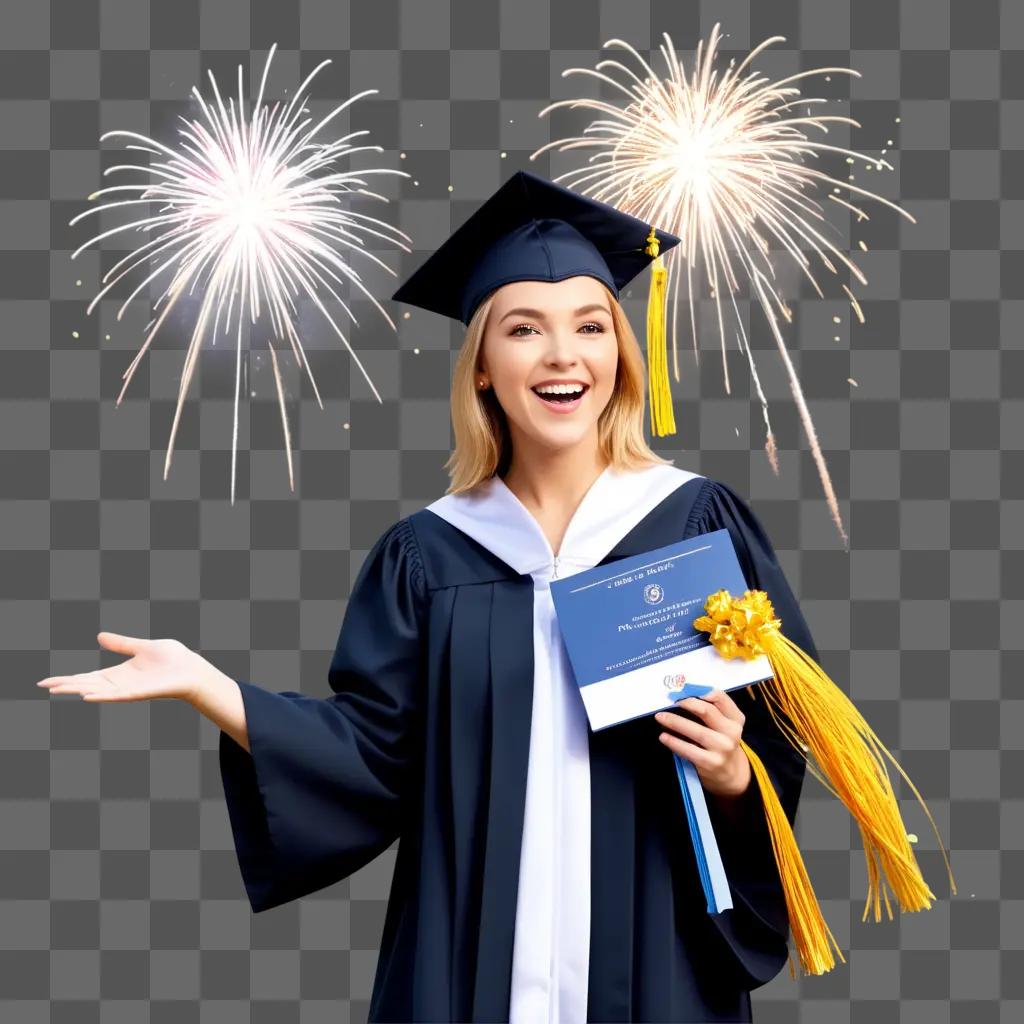 graduate in a graduation gown and cap with a diploma