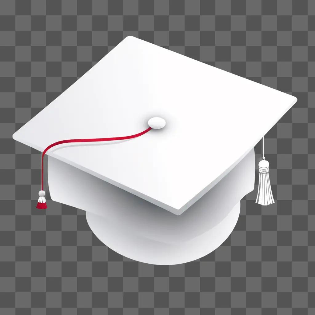 graduation hat with a red clip attached to it