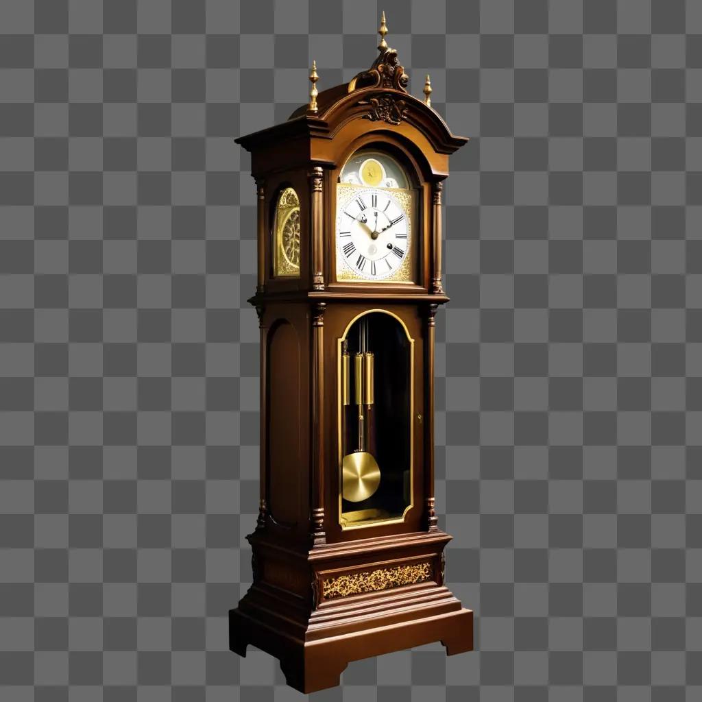 grandfather clock with a golden pendulum