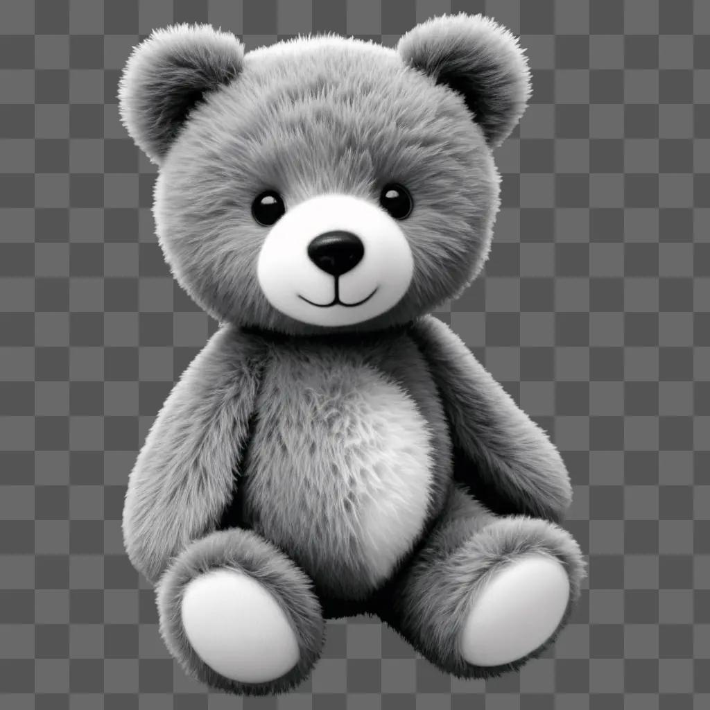 gray teddy bear with a smiling face