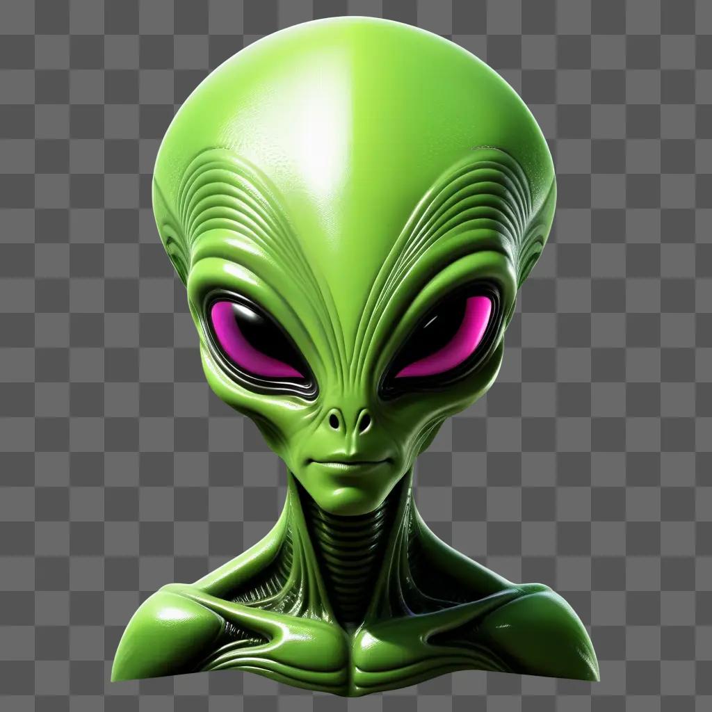 green alien with pink eyes and a green body