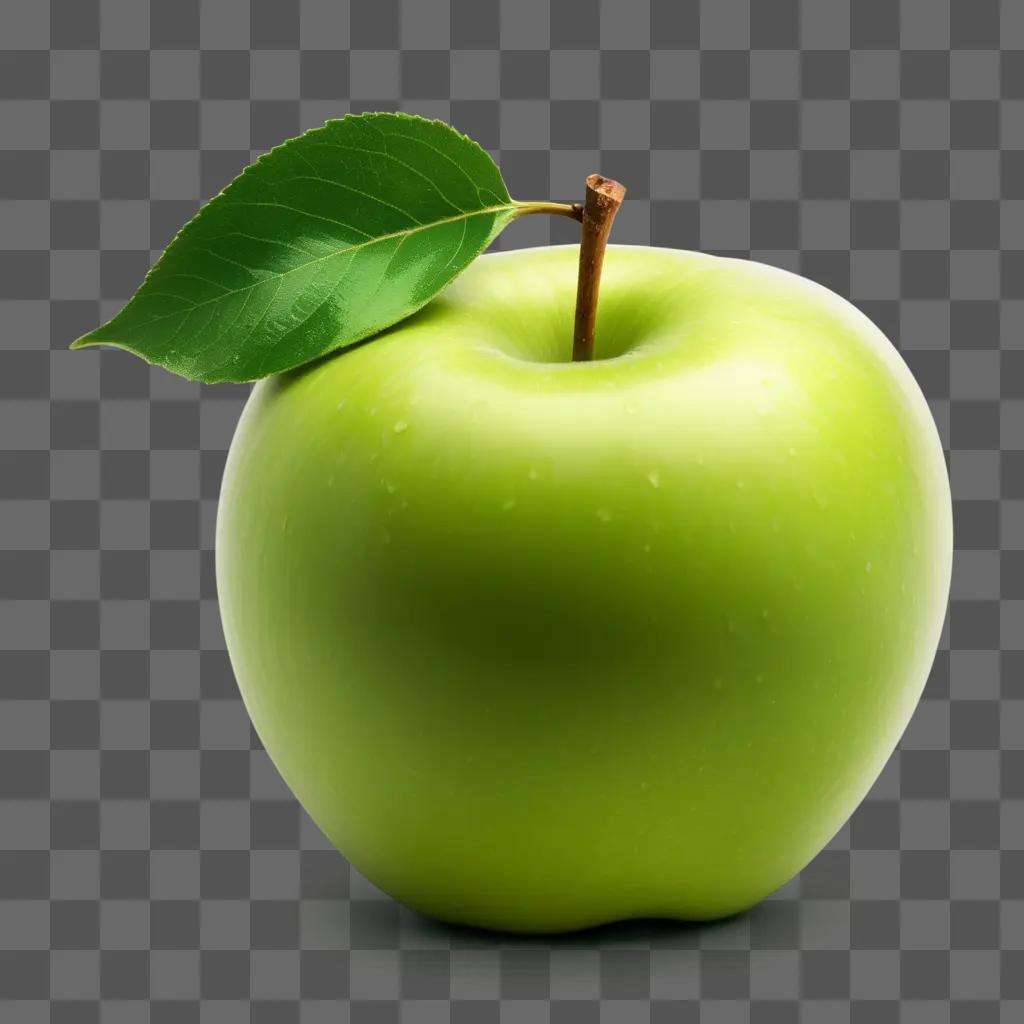 green apple with a leaf on top