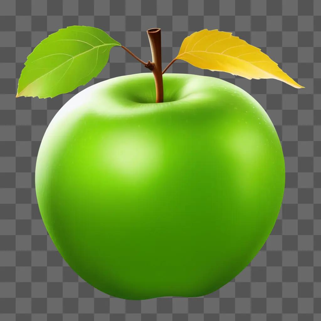 green apple with a leaf on top