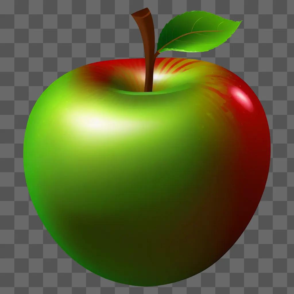 green apple with a red stem