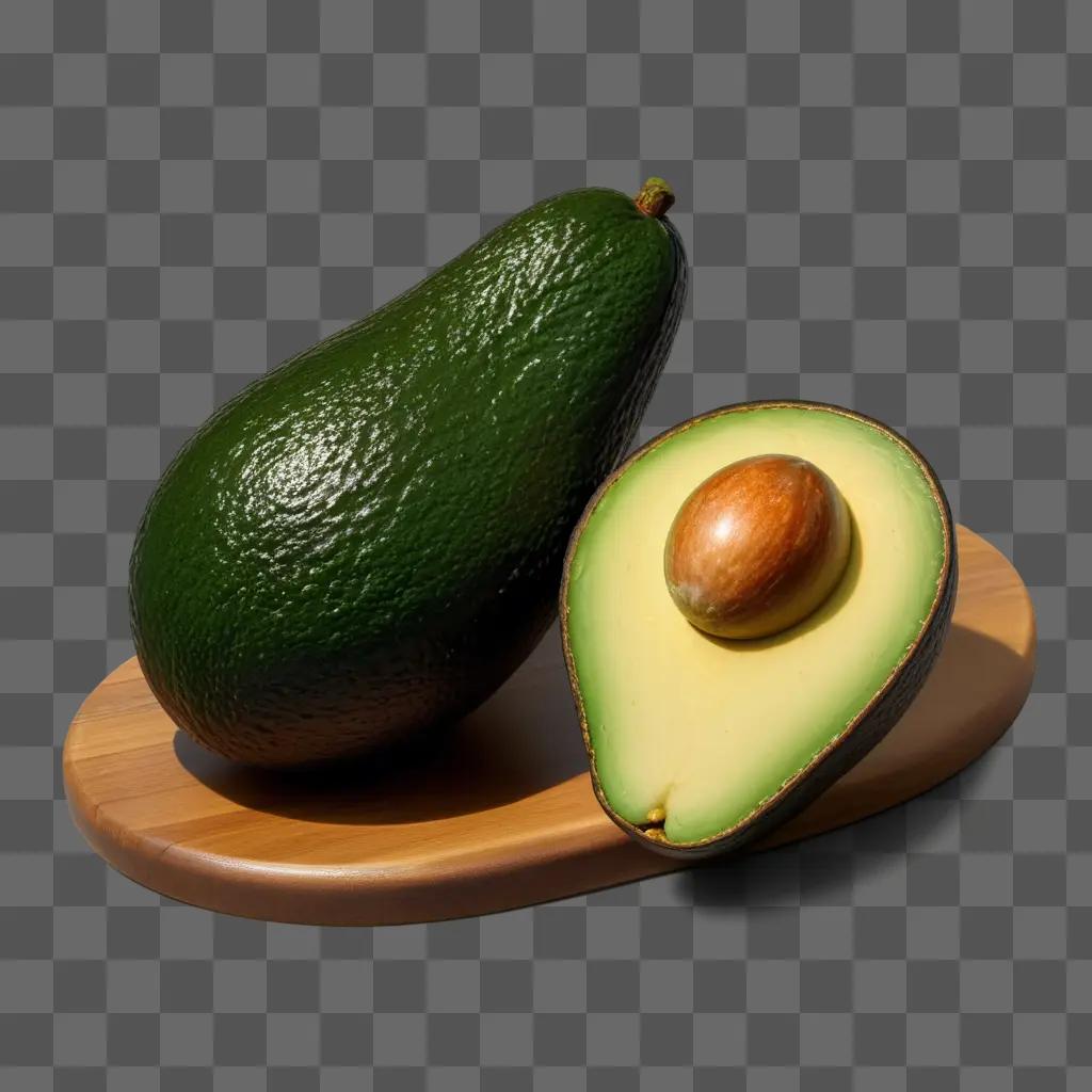 green avocado on a wooden board