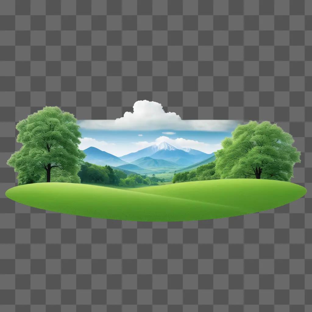 山と木と緑の背景