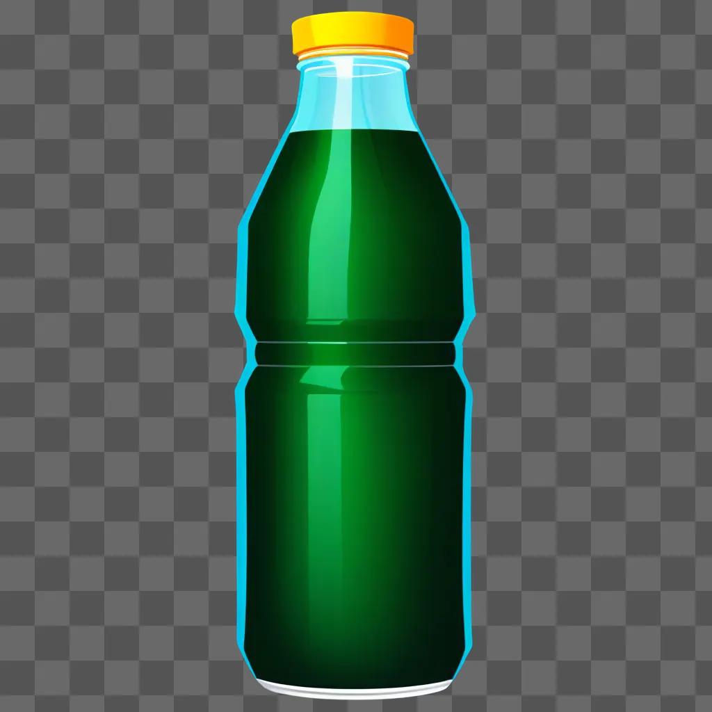 green bottle of juice is glowing in the dark