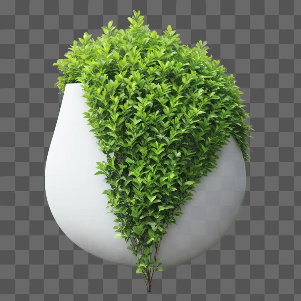 green bush in a white vase on a green background