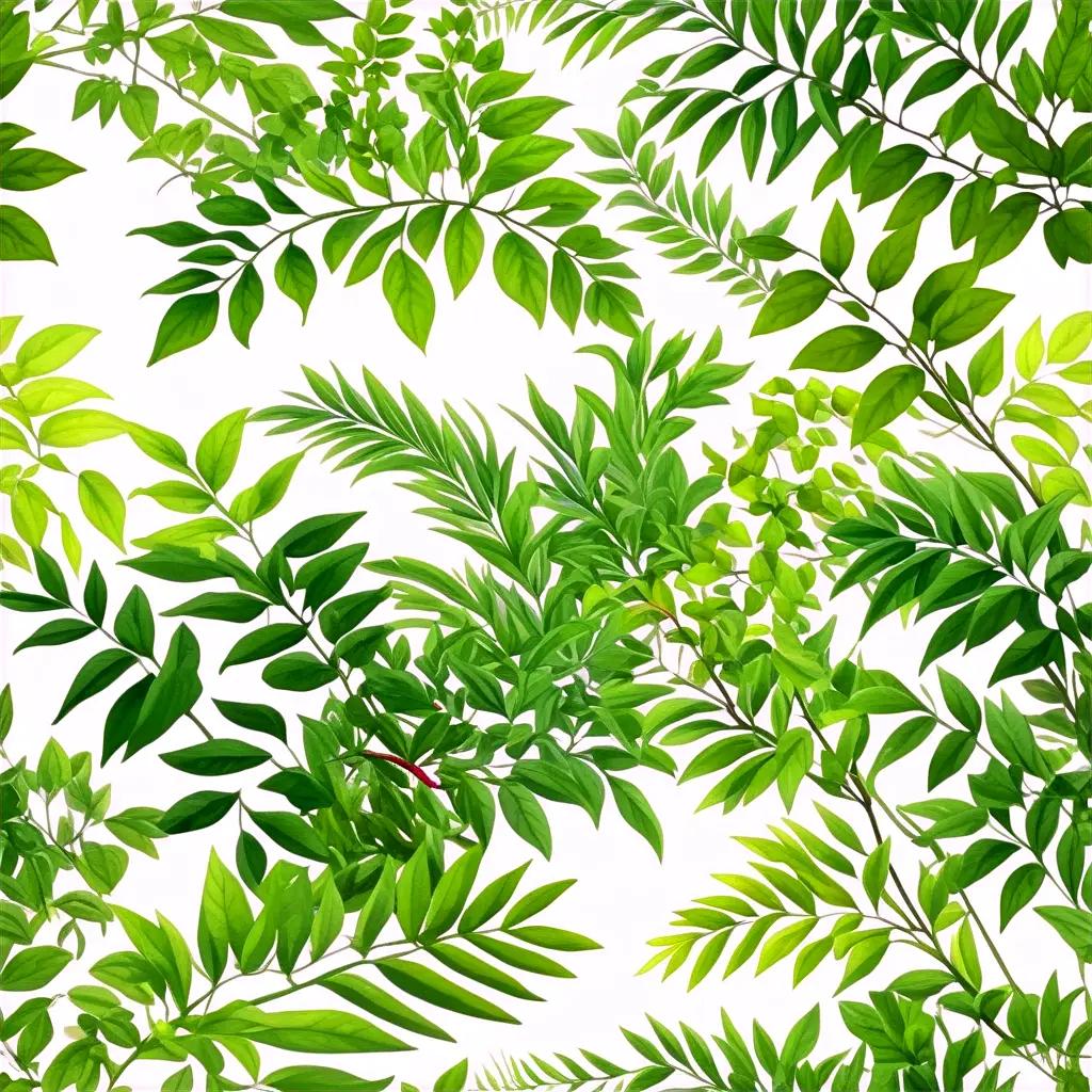 green bush with leaves on a white background