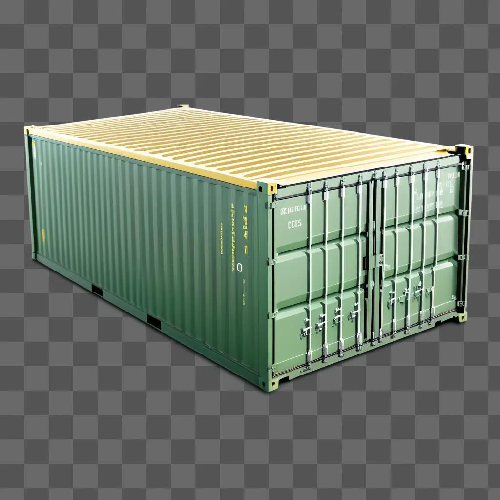 green cargo container sitting on a gray background