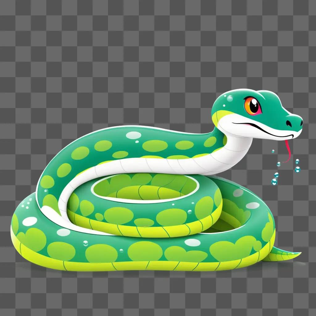 green cartoon snake drawing with a red tongue