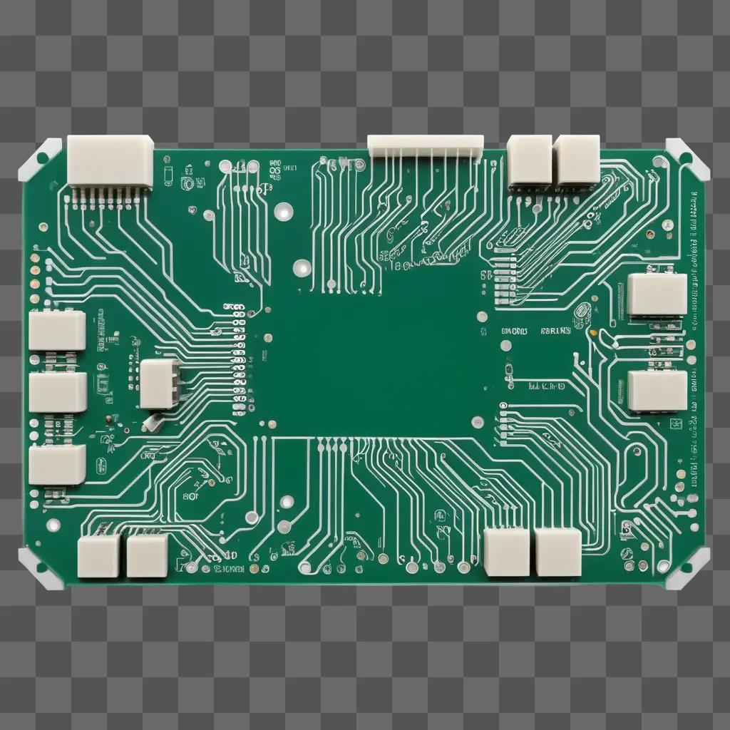 green circuit board is laid out on a green background