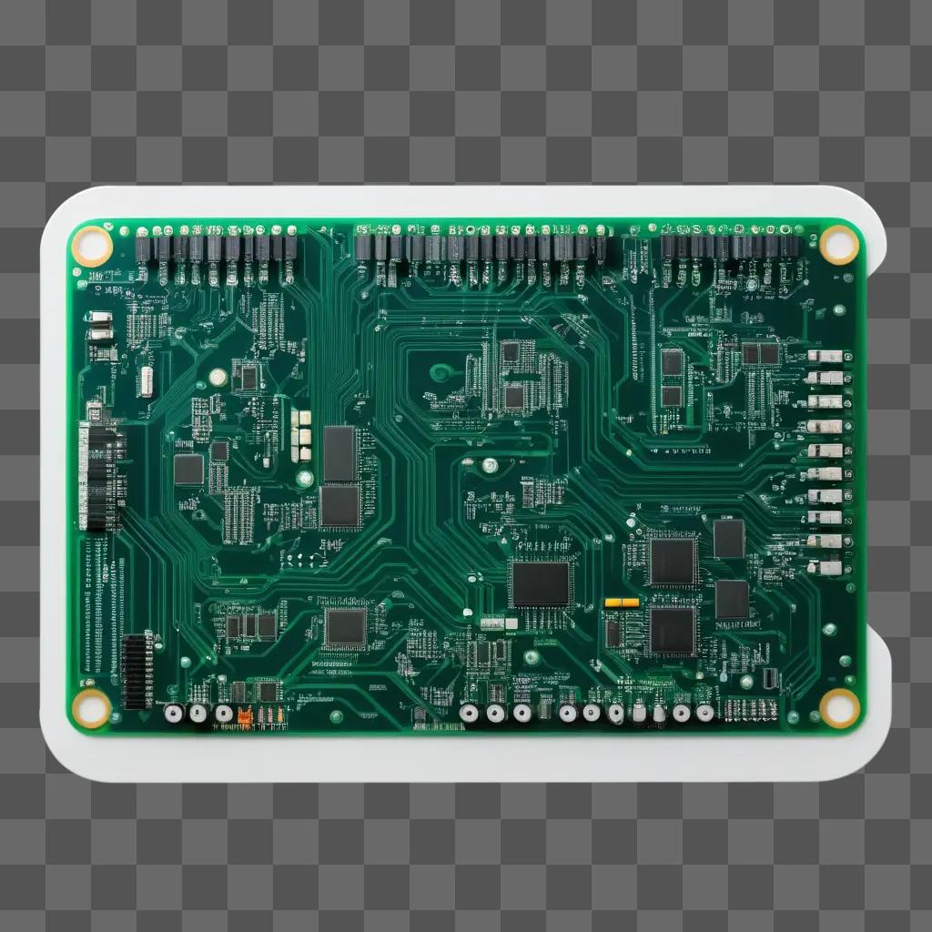 green circuit board with numerous components on it