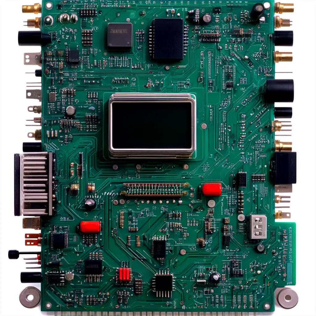 green circuit board with various components