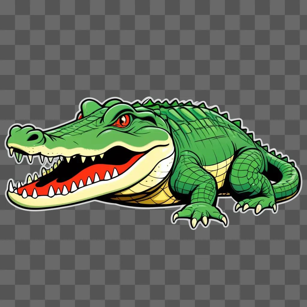 green crocodile with a mouth open and teeth