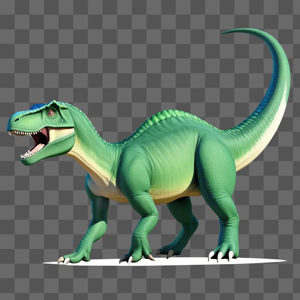 green dinosaur with a white mouth and open eyes