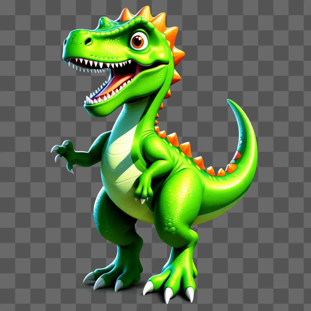 green dinosaur with orange spikes and a mouth open