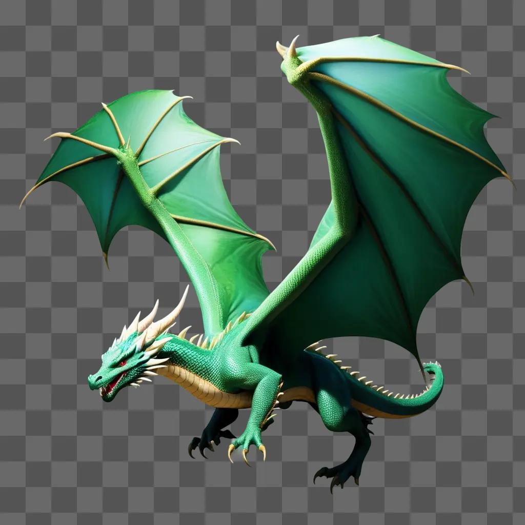 green dragon with gold and blue details