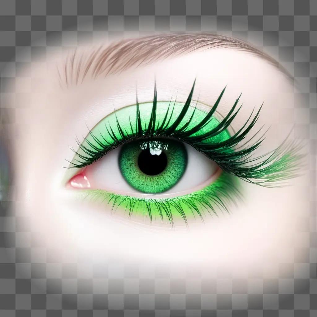 green eye with transparent lashes