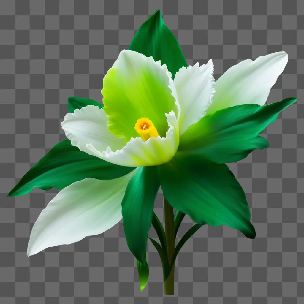 green flower with a yellow center