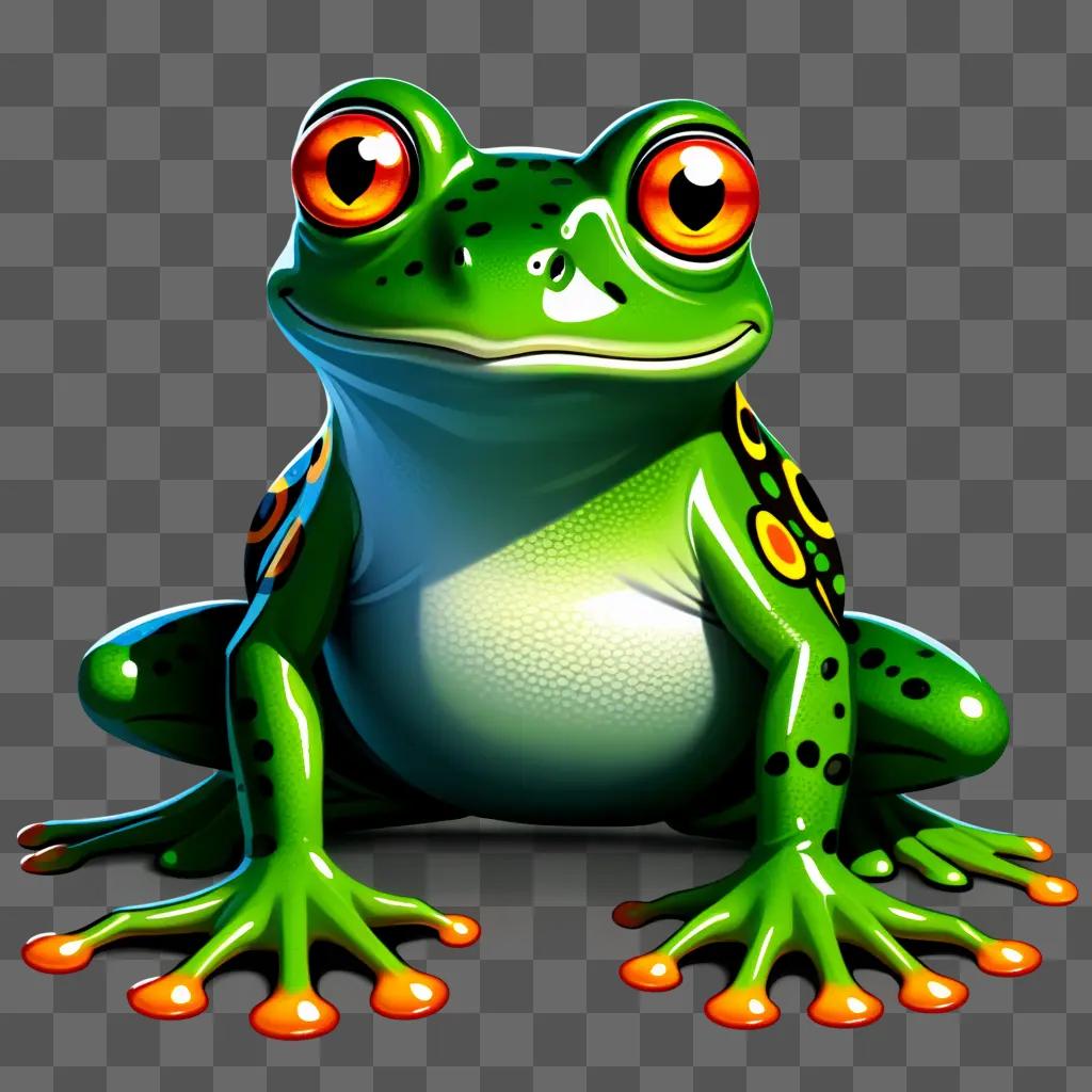 green frog with orange eyes and red eyes