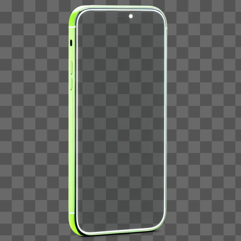 黒い枠線が付いた緑色に光るiPhone画面