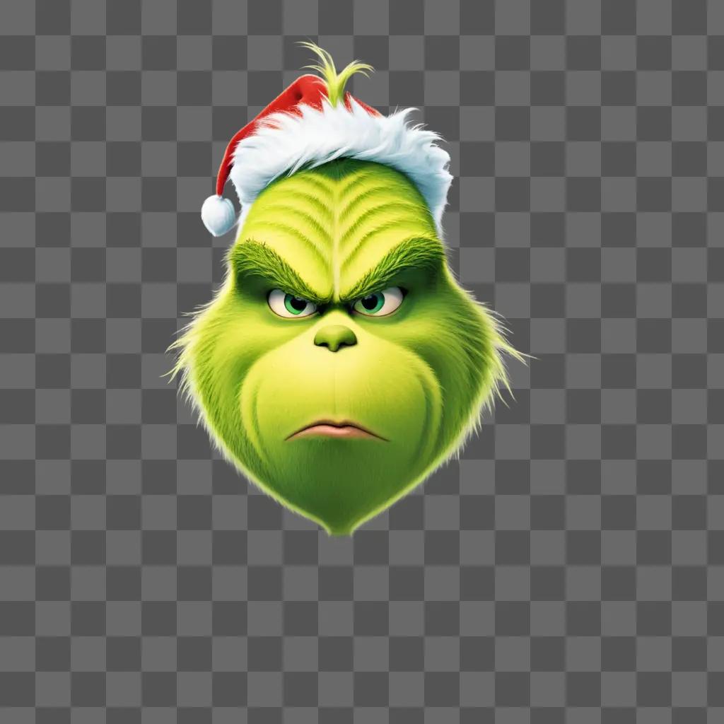 green grinch with a santa hat on his head