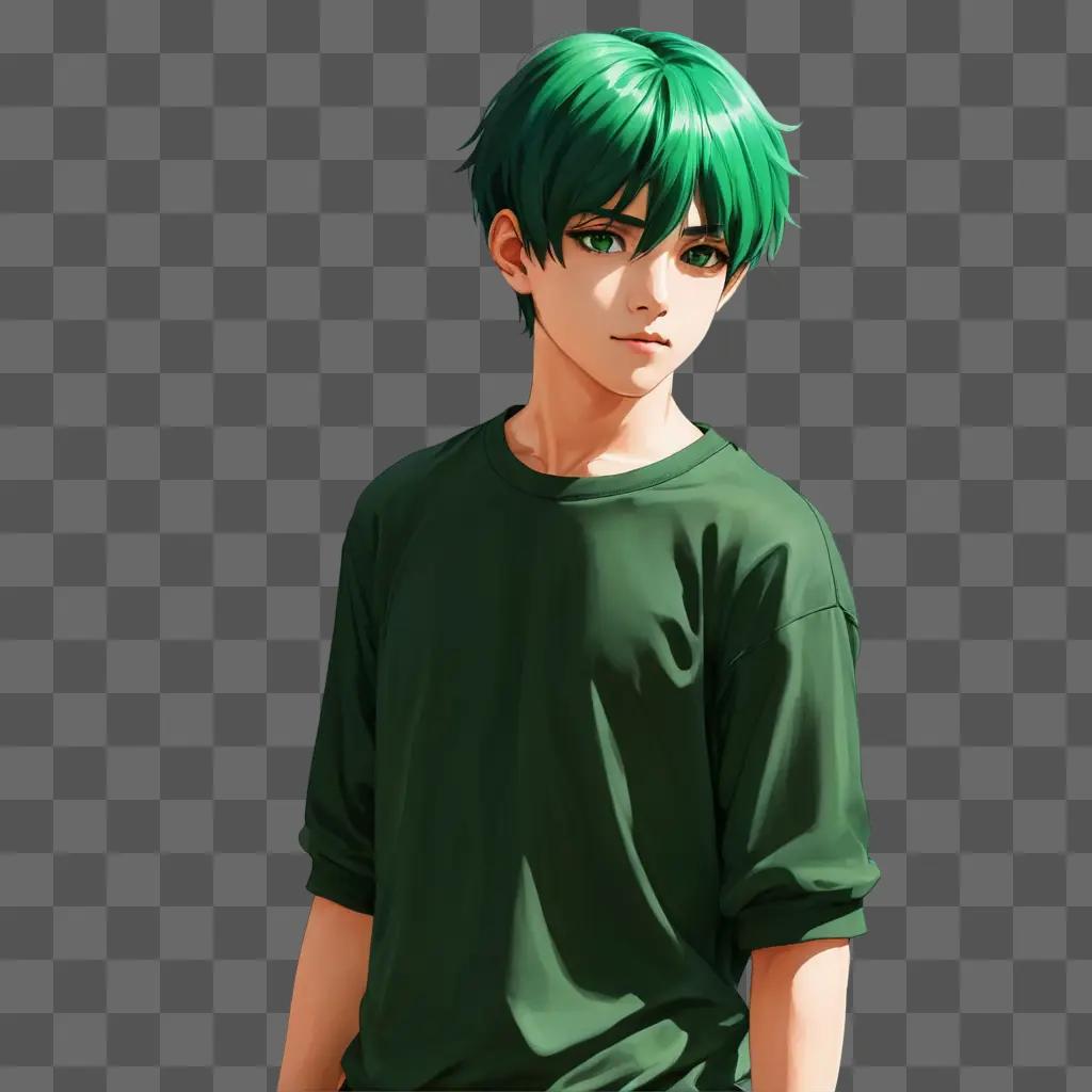 green hair anime boy Green-haired boy posing for a picture