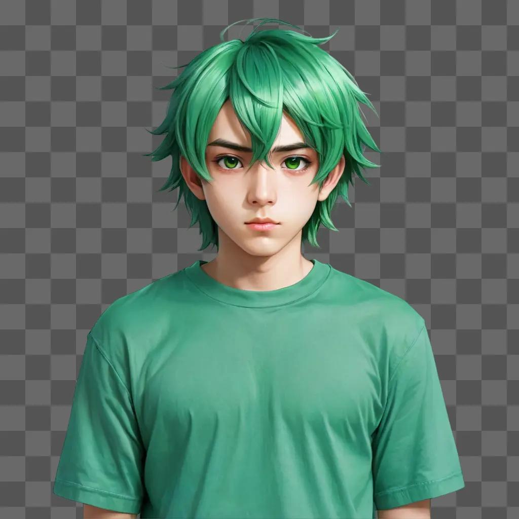 green hair anime boy Green-haired boy with green eyes