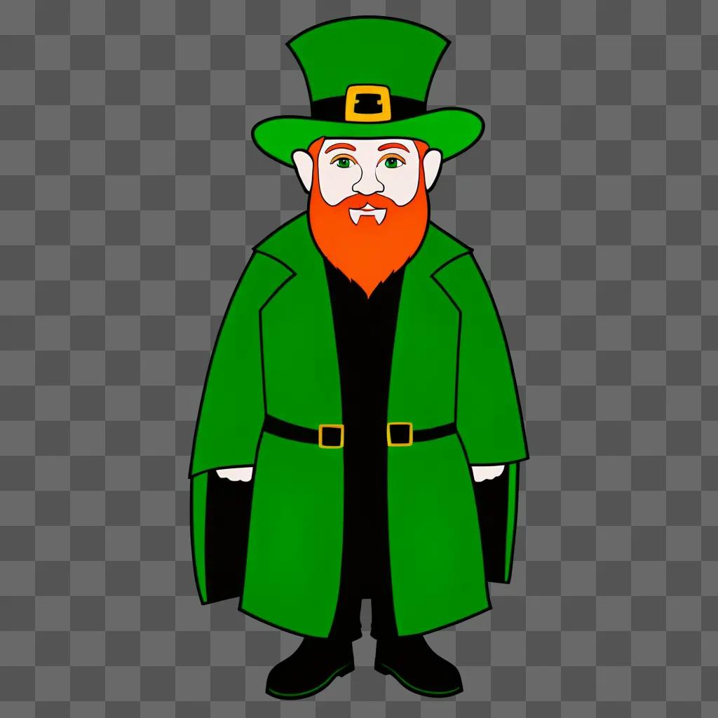 green leprechaun with a red beard and green hat