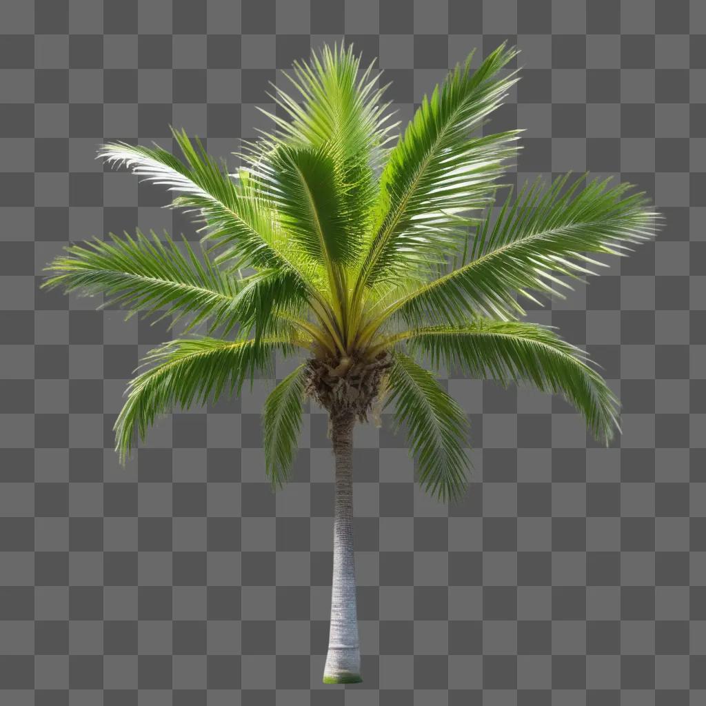 green palm tree stands in a dark room