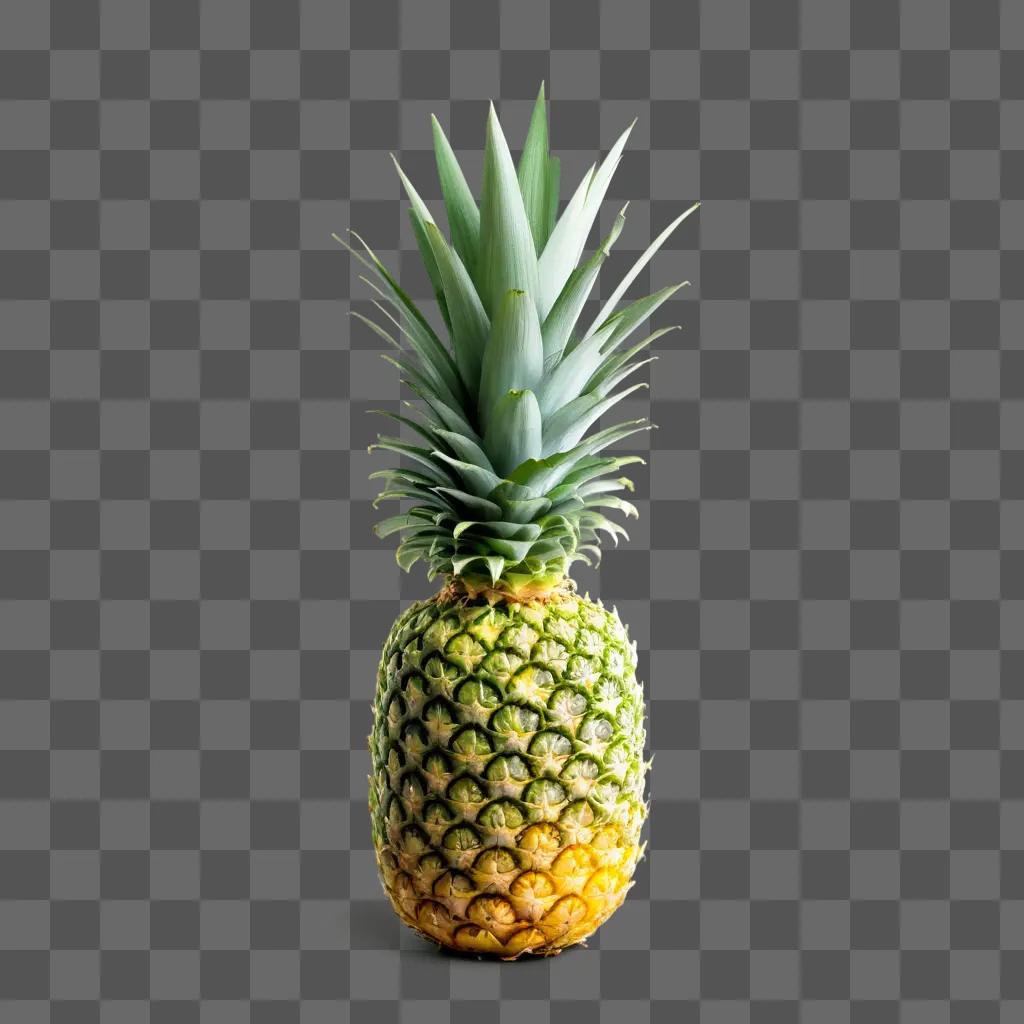 green pineapple with a green leaf on top