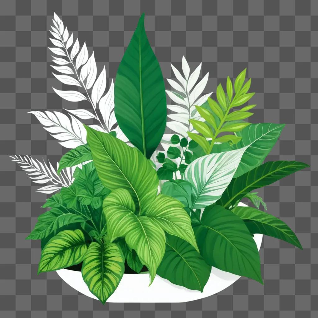 green plant drawing with leaves and stems