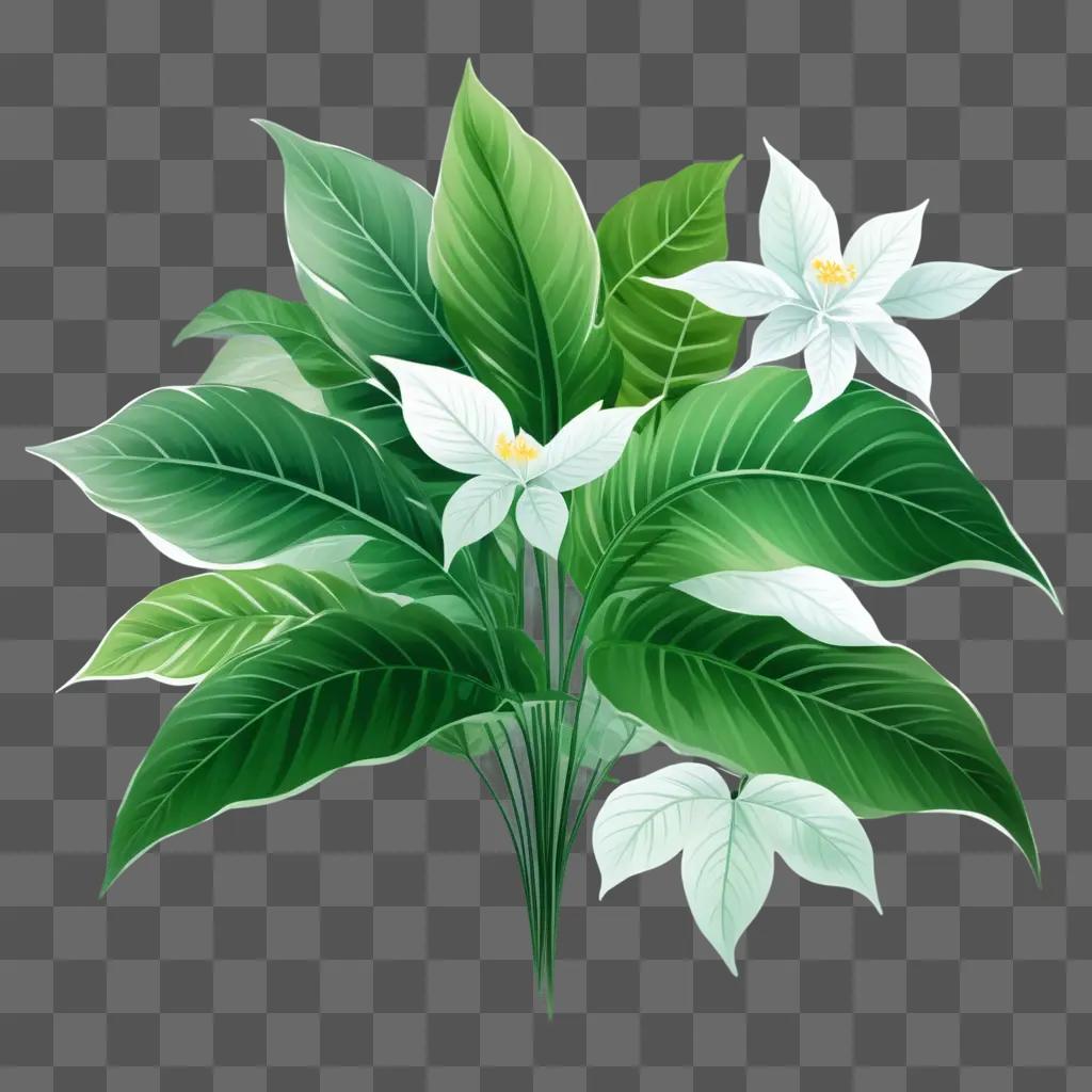 green plant with white flowers in a transparent background