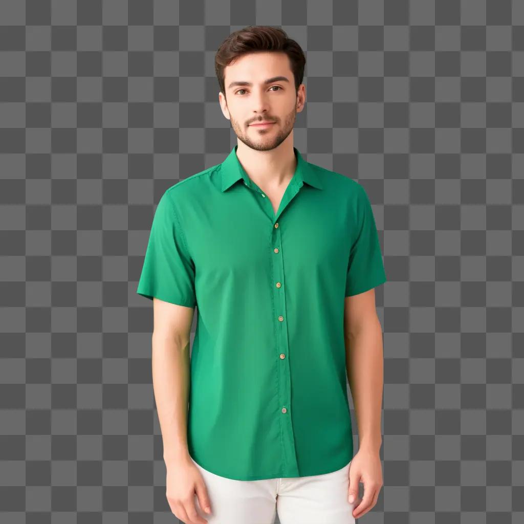 green shirt on a man with white pants