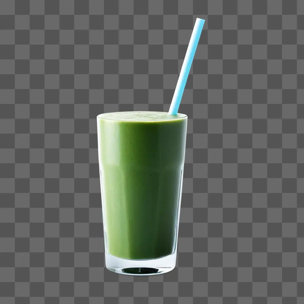 green smoothie with a blue straw