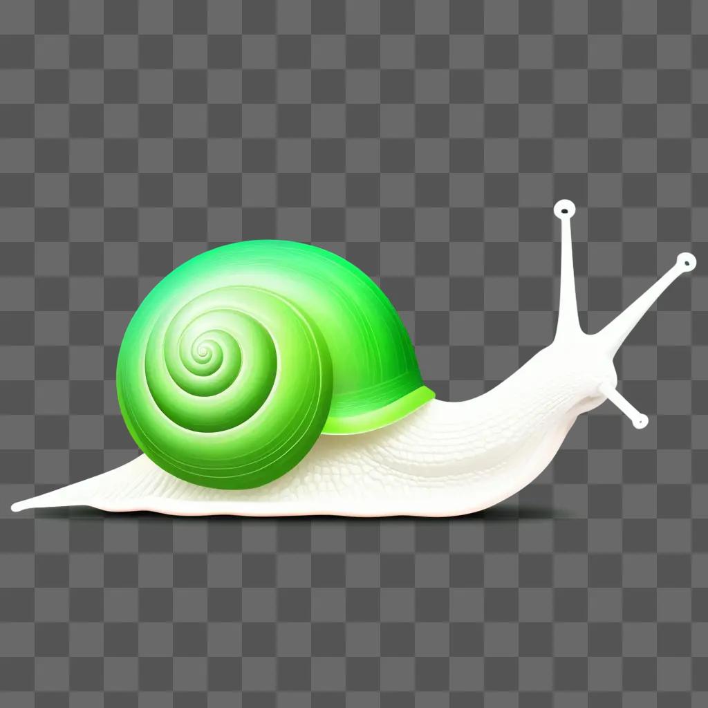 green snail with white shell and black dot