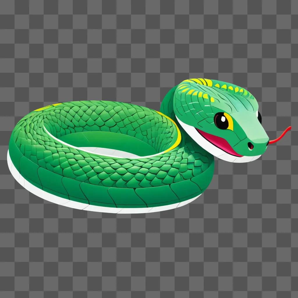 green snake drawing for kids in a pool