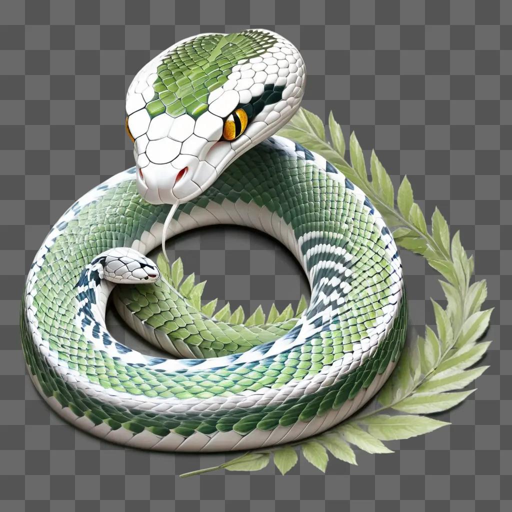 green snake with a beautiful face drawing