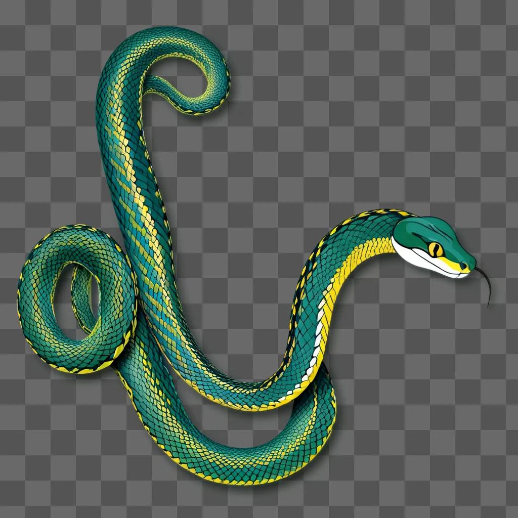 green snake with yellow stripes