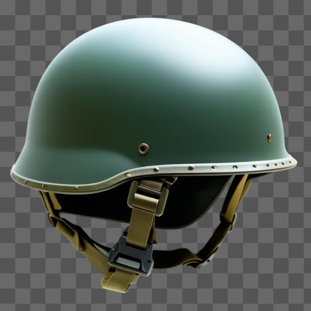 green soldier helmet with a yellow strap