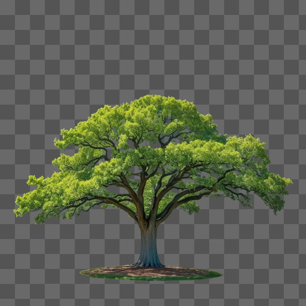 green tree on a green background