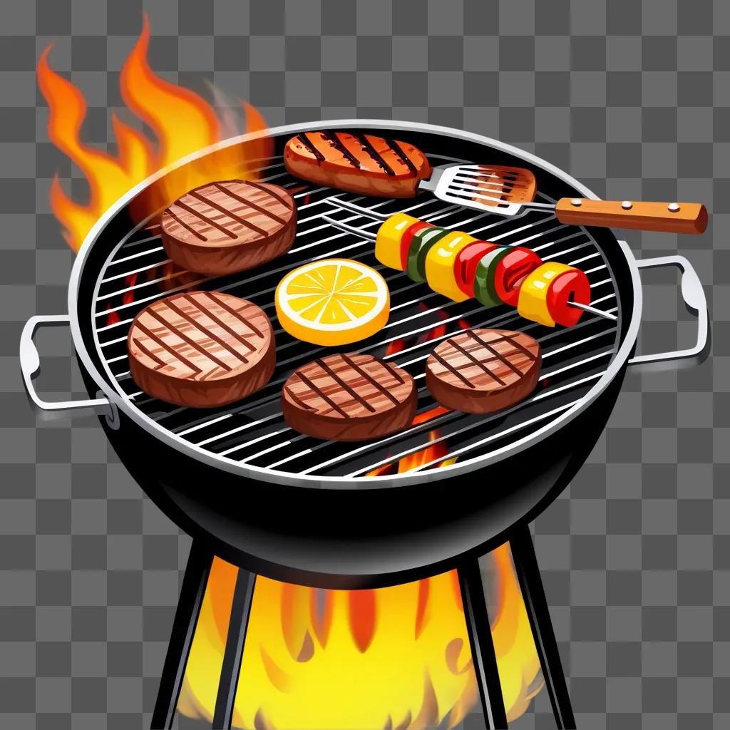 grilled hamburger on a grill with flames