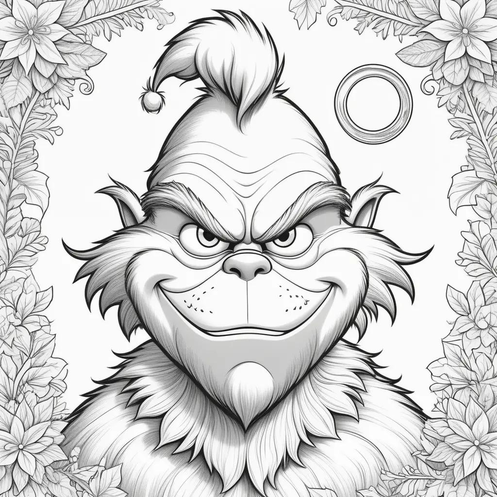 grinch coloring page with a circle in the middle