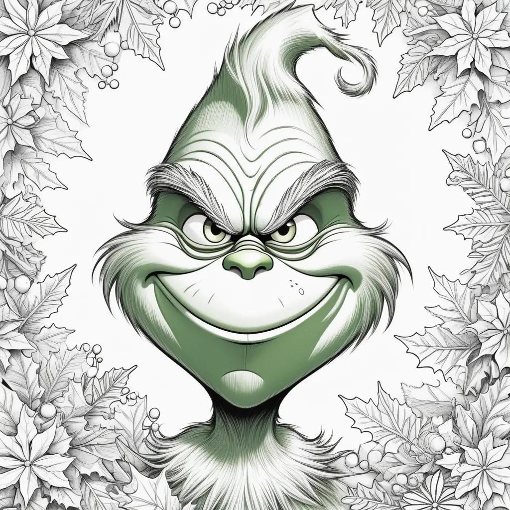 grinch with a Christmas tree in the background